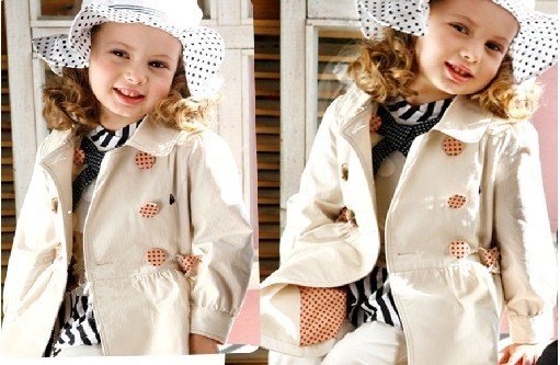 free shipping  kids Double-breasted autumn jacket girls girl's outwear 5 pcs/lot