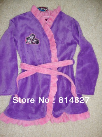 free shipping kids girls long sleeve bathrobes monster high robe