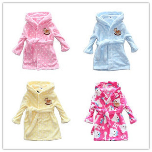 Free Shipping - kids pajamas robes coral fleece warm bath robes sleepwear robes for kids 3Y-10Y(MOQ: 1pc)