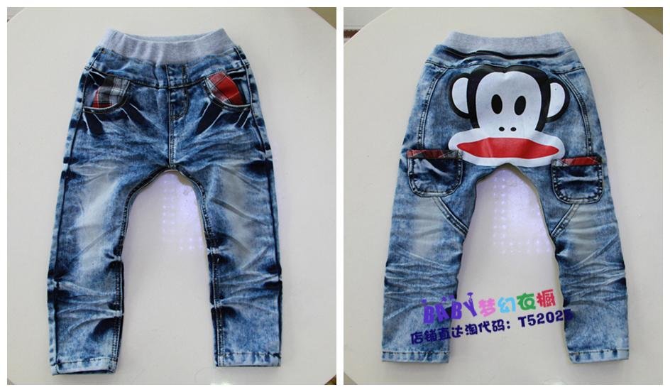 Free shipping kids wear girls&boys jeans hello kitty jeans girl cartoon jeans pp pants size :5-15#