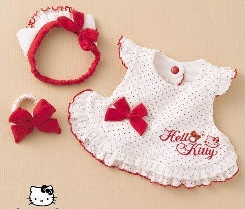 free shipping kit romper baby dress ( handline+cap+ dress) baby  romper MOQ: 1 pie