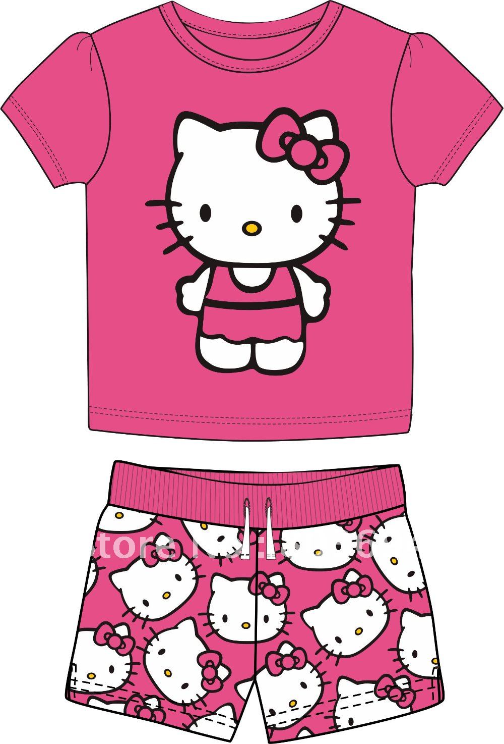 free shipping kitty pink gril pajamas 2pcs/set