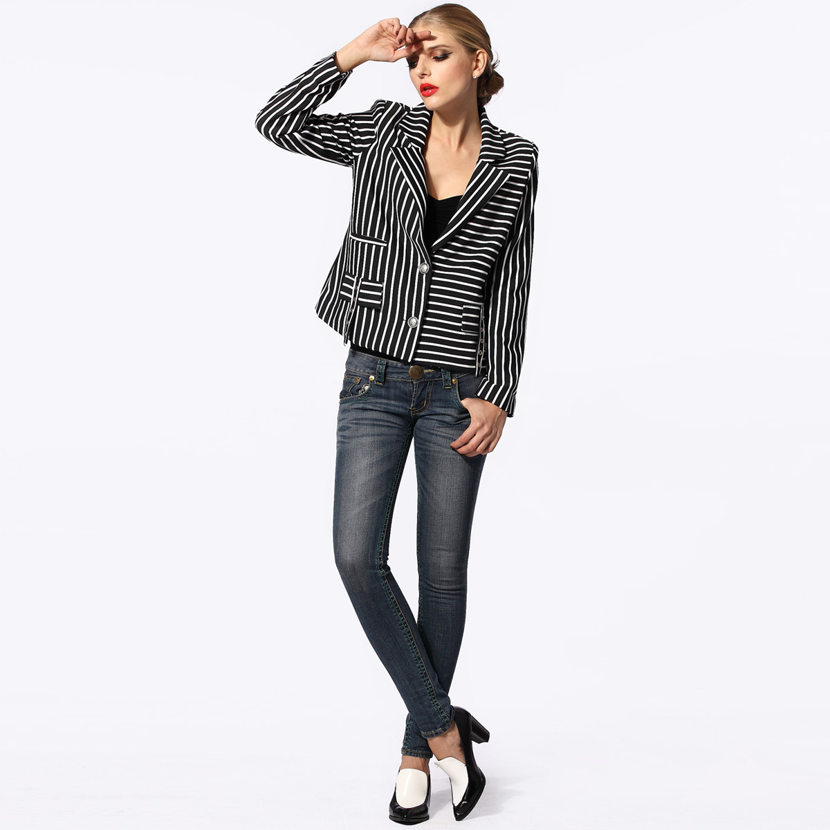 Free shipping! Kksugar fashion vintage stripe suit brief all-match outerwear 979