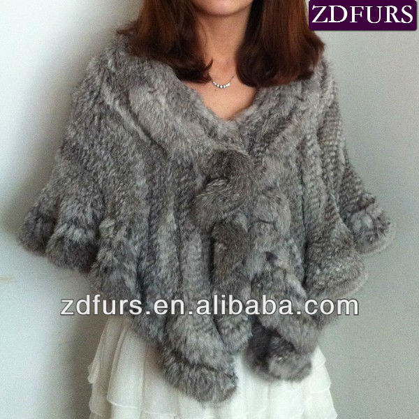 Free Shipping Knitted Rabbit Fur Shawl Women Fashion Fur Cape ZDKR-3035