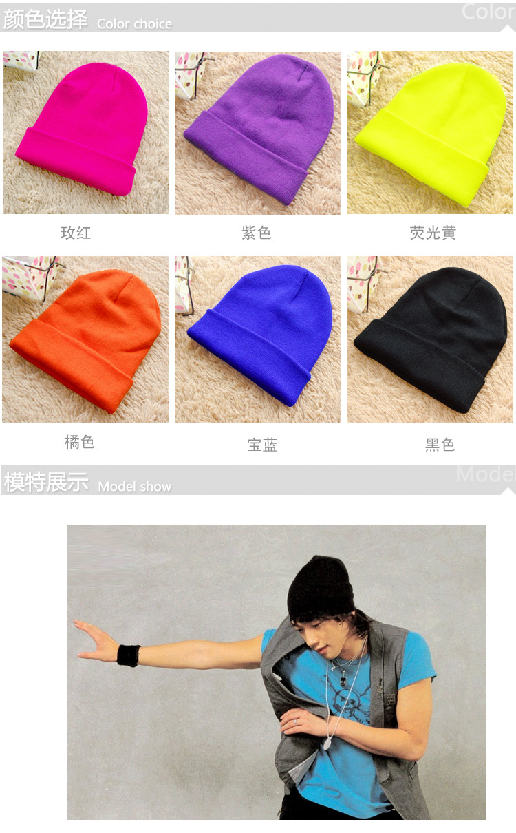 Free Shipping knitting wool /fluorescence color hat/fashion wholesale