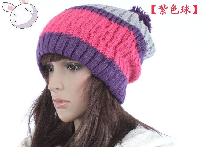 free shipping Koean Style Colourful Knitting Ball Hat YL10081203