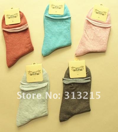Free Shipping Korea Brand New hot 60pairs/lot Retro hemming cotton women socks adult socks