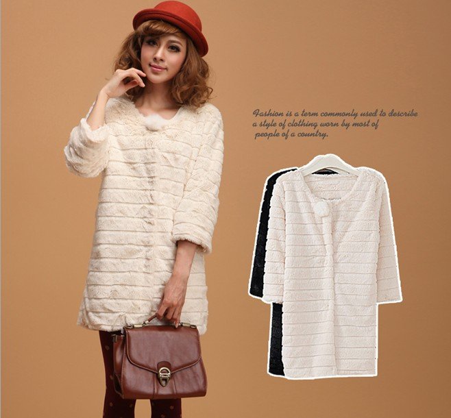 Free shipping Korea Fashion Faux Fur Rabbit Hair Women Autumn Warm Coat Jacket Lady Fluffy long Outwear Black,beige color