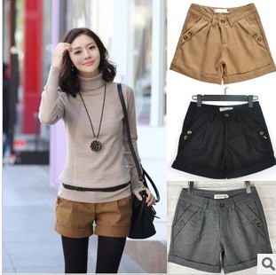 Free Shipping!Korea SZ fashion curling  thick wool shorts boots pants 3 color