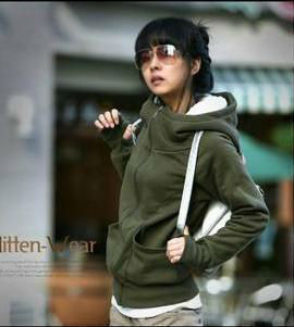 Free Shipping korean  autumn and winter with a hood zipper cover sweatshirt women's thickening thermal long-sleeve short jacket