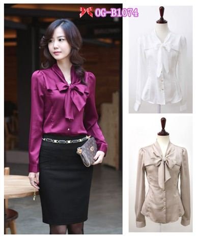 Free shipping, Korean career style 2012 autumn high quality imitation silk OL long-sleeve women shirts ladies blouses S-XXL size