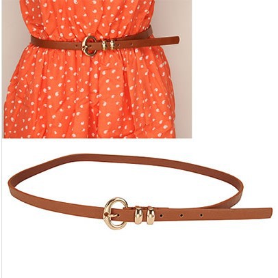 Free Shipping ! ! Korean Exquisite Sweet Fashion Buck PU Leather Charm Belt(Brown,White,Black,Khaki)
