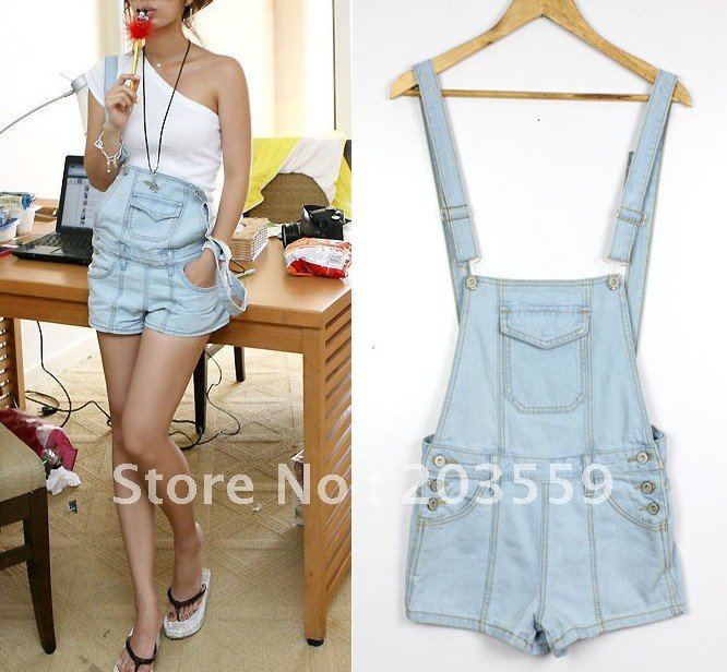 Free Shipping # Korean Fashion denim piece pants jeans shorts / overalls K9260