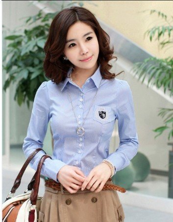 Free shipping,Korean Fashion,Gentle Ladies Business Shirt,Long Sleeved Women Formal OL Shirt,#2014