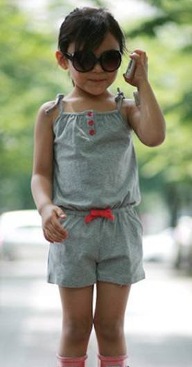 Free Shipping ! Korean girls gray jumpsuit, girls strap shorts, summer children's clothing wholesale , 5 piece / lot