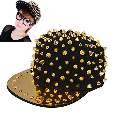 Free Shipping ! ! Korean Personality Punk Style Fashion Decorated With Rivet Design Hat(Gold,Silver)