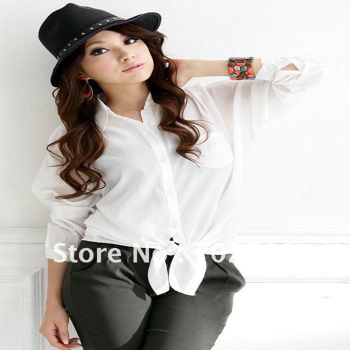Free Shipping!  Korean Plus Size Women Shirts Fashion OL Long Sleeve Tops Blouses Holiday Sale