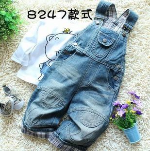 Free Shipping&&Korean Spring Autumn children's clothing boys girls jeans overalls baby pants denim kids sport suit clothes-8247