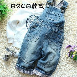 Free Shipping&&Korean Spring Autumn children's clothing boys girls jeans overalls baby pants denim kids sport suit clothes-8248