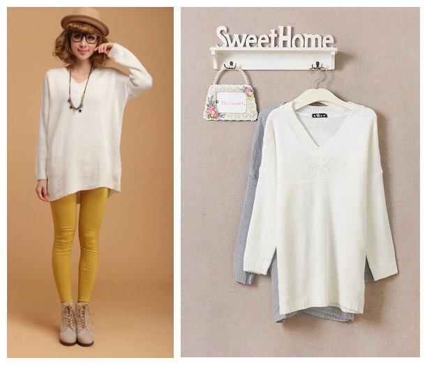 Free shipping Korean style 2012 women's all-match V-neck solid color long-sleeve medium-long knitted sweater 2 colors F size