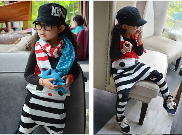 free shipping Korean style children clothing fashion girl River horse bib pants kids Rompers 5 pcs\lot