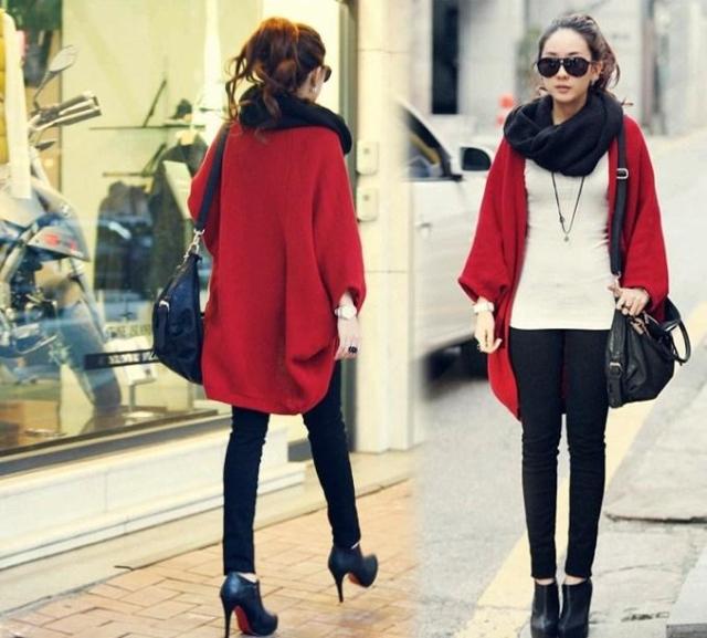 Free Shipping Korean Style Elegant Wrap Big Size Knit Loose Long Sweater
