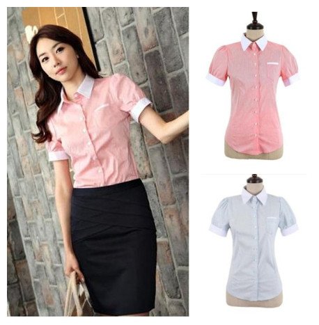 Free shipping Korean style summer 100% cotton female shirt modern fashion top 2 colors XS, S, M, L, XL, XXL size