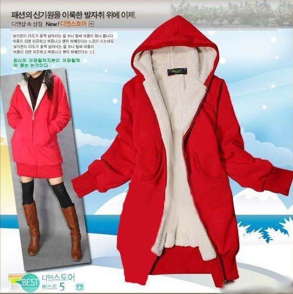 Free shipping  Korean thickening warm coat ultra warm lamb wool lining