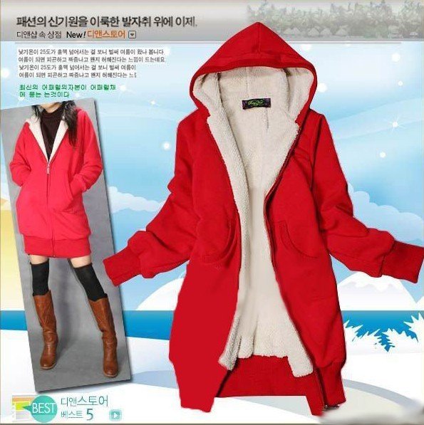 Free shipping  Korean thickening warm coat ultra warm lamb wool lining