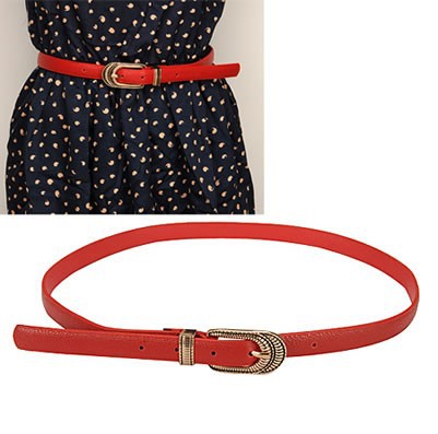 Free Shipping ! ! Korean Vintage Classic Fashion Thin PU Leather Design Belt(Red,Orange,Light Khaki,Black,Dark Khaki)