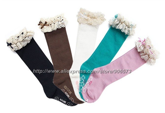 [Free Shipping] lace baby socks , 5 colors girls' socks , kid's sock 20pairs/lot mixed colors!!