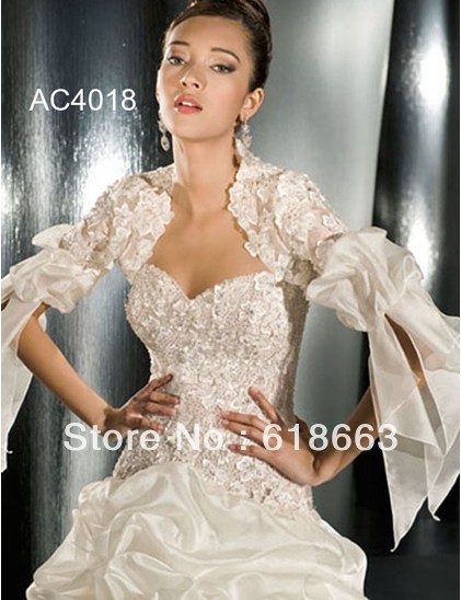 Free shipping!Lace Bridal shawl Wedding Wraps Jacket Long sleeve bolero whiteivory Custom Made