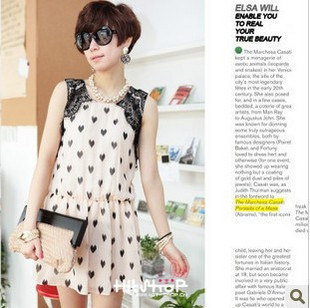 free shipping lace patchwork sleeveless chiffon skirt dress for women