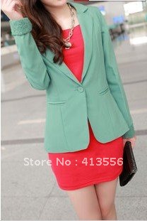 Free Shipping  Lace stitching Slim was thin autumn new jacket suit jacket female section   p015 ow