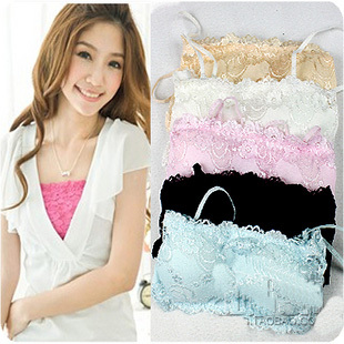 Free Shipping !!! Lace tube top tube top pad shoulder strap basic spaghetti strap