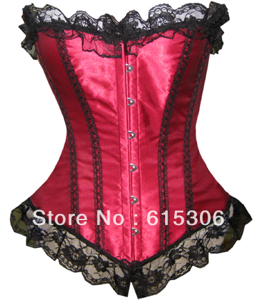 Free Shipping Lace Up Corset Sexy Lingerie with G-string Lady Bustier Hot Corset