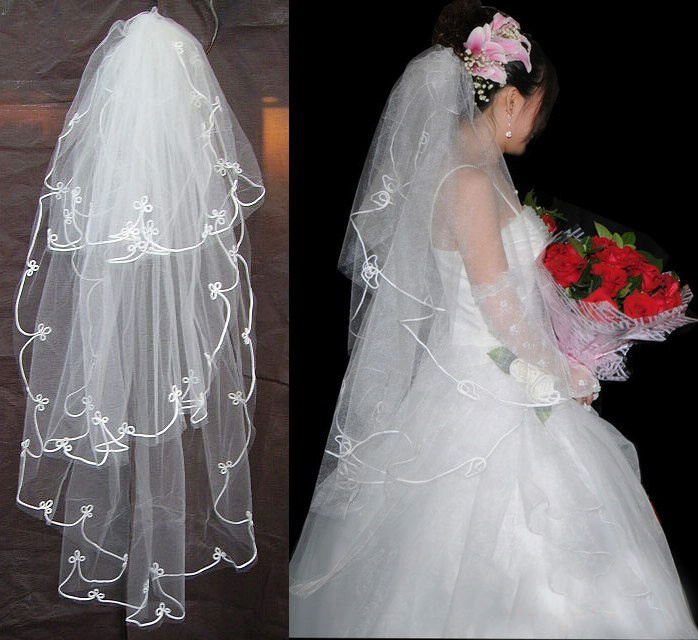 Free shipping Lacework Cathedral Mantilla Wedding Bride Veil 1.5M