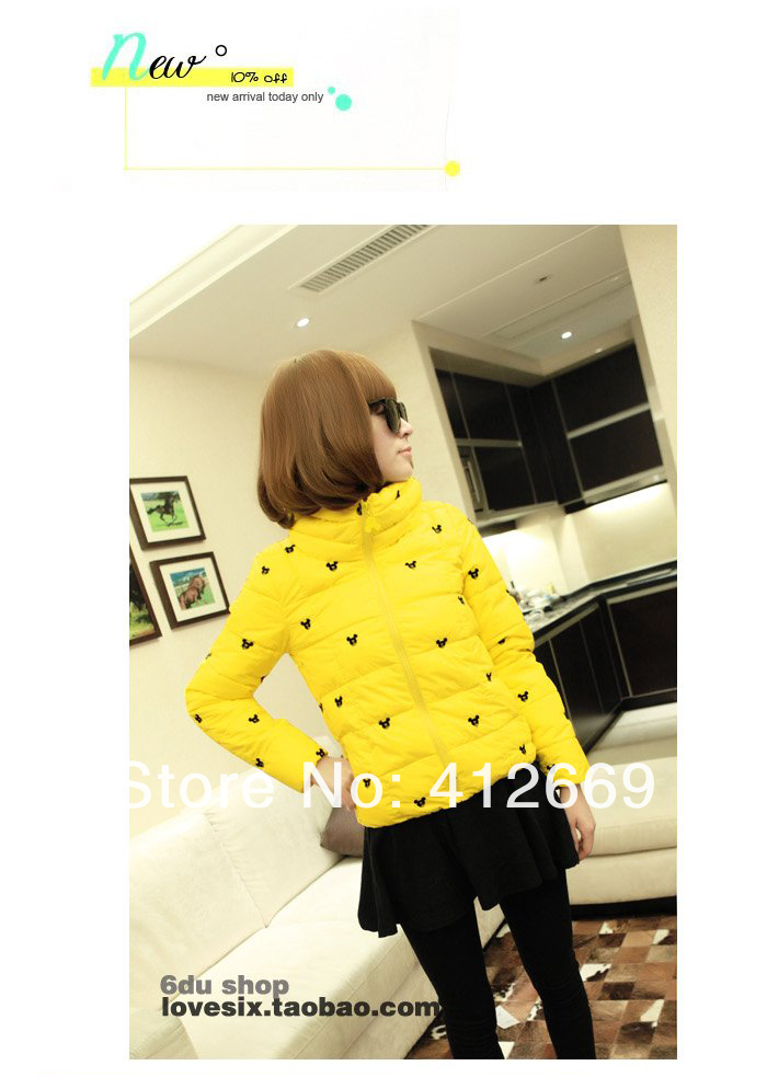 Free shipping ladies candy color cotton-padded clothes with  embroidery