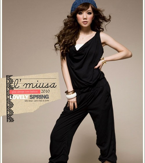 Free shipping Ladies Cowl Neck Sleeveless Jumpsuit S