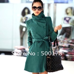 Free shipping, Ladies' fashion autumn wind overcoat/outerwear/jacket long sleeve turn-down-collar dust coat AC224