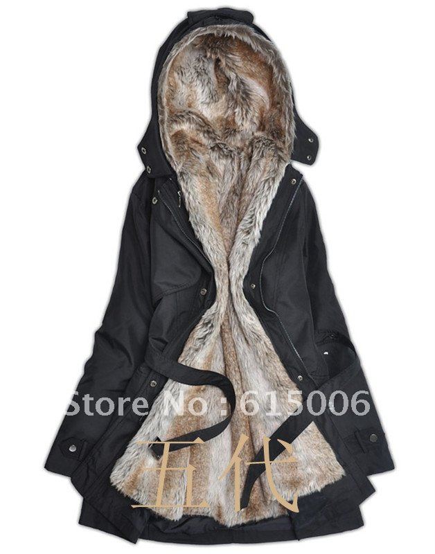 Free shipping Ladies Fashion Winter jacket,winter outerwear,winter clothes,Faux fur lining women's fur jackets