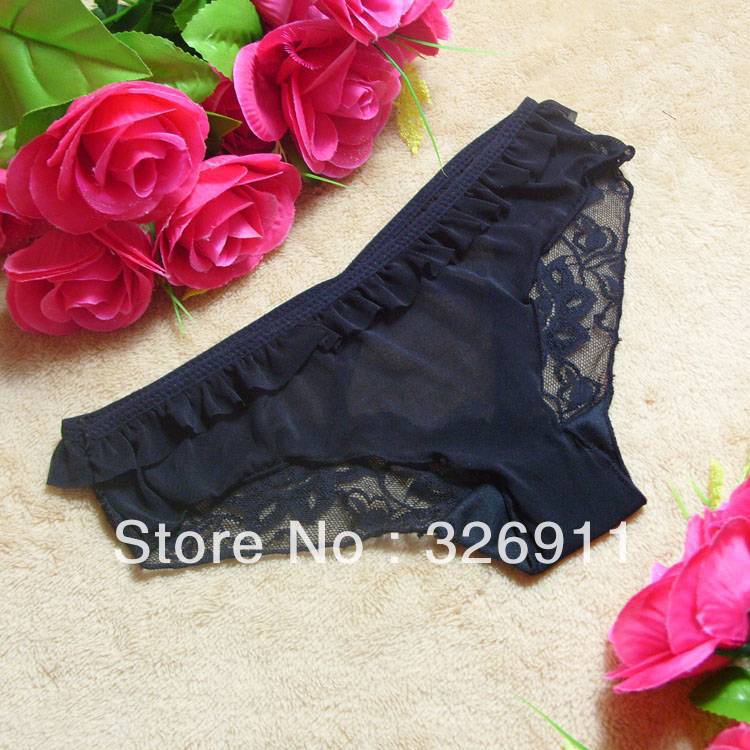 Free Shipping Ladies High Quality Low Waist Sexy See Though Mesh Lace Brief