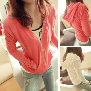 Free shipping ladies long johns 2012 slim long-sleeve cardigan coat school wear autumn zipper casual hoodie