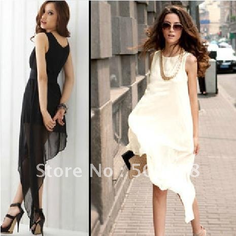 Free shipping,Ladies' new fashion sexy night party/casual dress beach skirt sleeveless chiffon D339