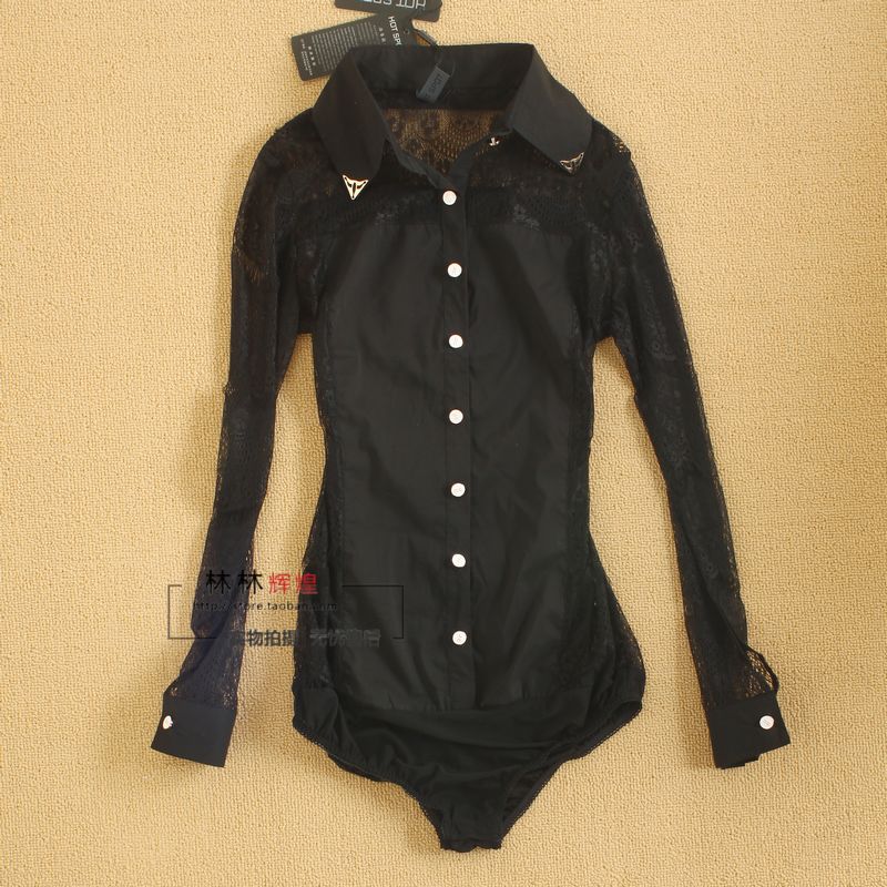 Free shipping!Ladies slim fashion lace long-sleeve casual blouse women body shirts