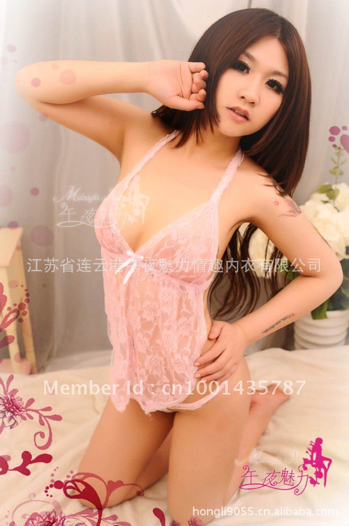 Free shipping lady Deep V Sleepwear G-string lace new  Sexy  lingerie 0194