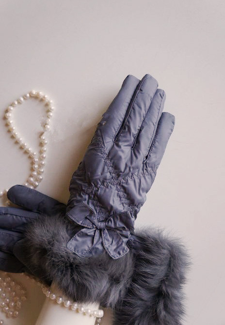 Free Shipping Lady Fashion Rabbit Windproof Gloves Galaxy Women Leather Gloves Warm Down Glove Four Colors 13