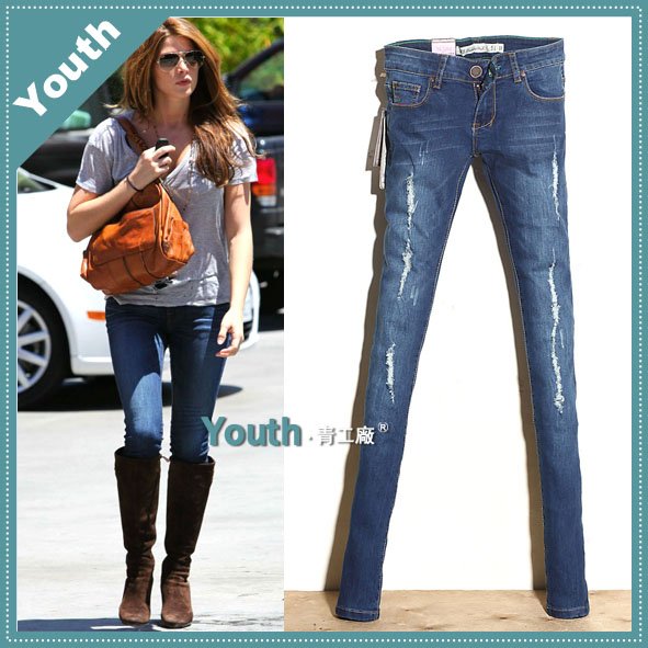 free shipping lady low waist pencil trousers 308