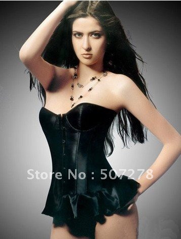 Free shipping!! Lady's Beautiful Black Lace up Boned Corset Bustier/G string Sexy Lingerie wholesale retail 8116 size S--XXL