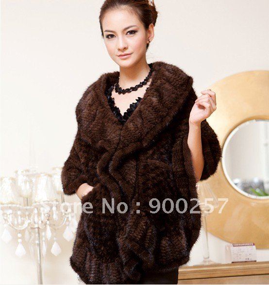 Free shipping  lady's  genuine mink fur shawl Party dress Natural color wholesale and retail FS1181901788